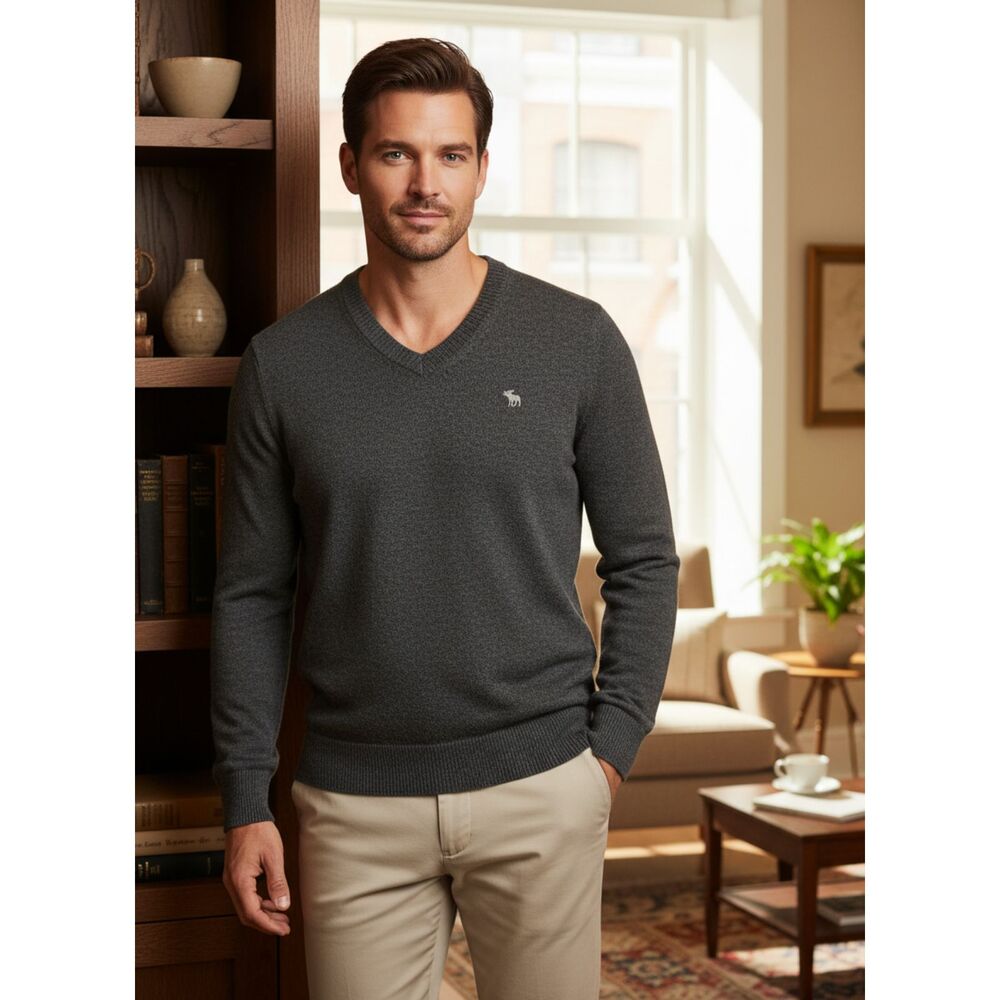 Abercrombie & Fitch Charcoal Gray Cashmere Blend Sweater Size S - Picture 1 of 9